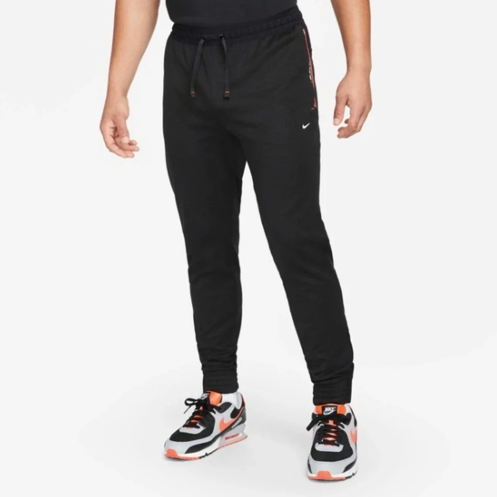 NIKE F.C. Mens Football Pants Small Black Soccer Sweatpants Zip Ankle Joggers